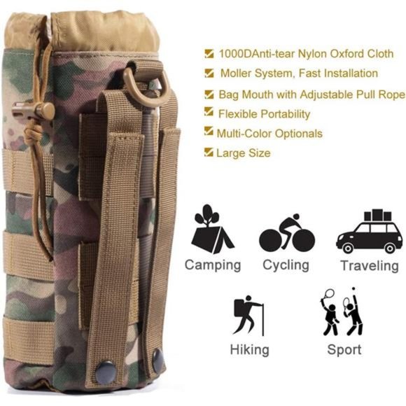 Sports Water Bottles Pouch Bag, Tactical Drawstring Molle Water Bottle Holder - Picture 6 of 7